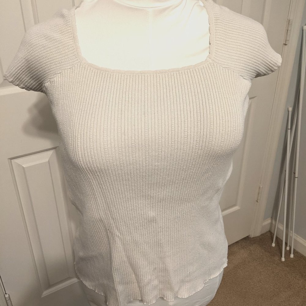 Modcloth Sweet Square Neck Ribbed Knit Top
